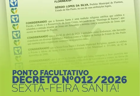 Comunicado Importante: Feriado Municipal e Ponto Facultativo
