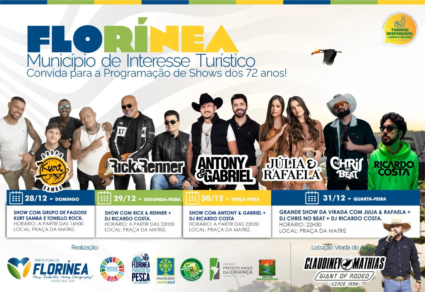 Venha celebrar com a gente os 72 anos de Florínea!