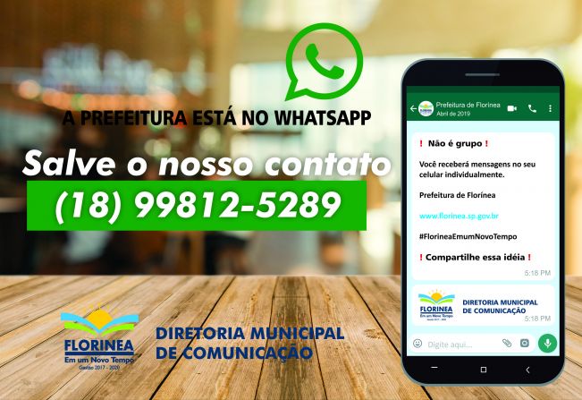 PREFEITURA DE FLORÍNEA CRIA WHATSAPP PARA SE COMUNICAR COM MUNÍCIPES