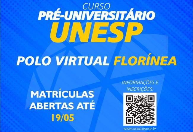 CURSINHO PRÉ-VESTIBULAR DA UNESP POLO FLORÍNEA ESTA COM INSCRIÇÕES ABERTAS