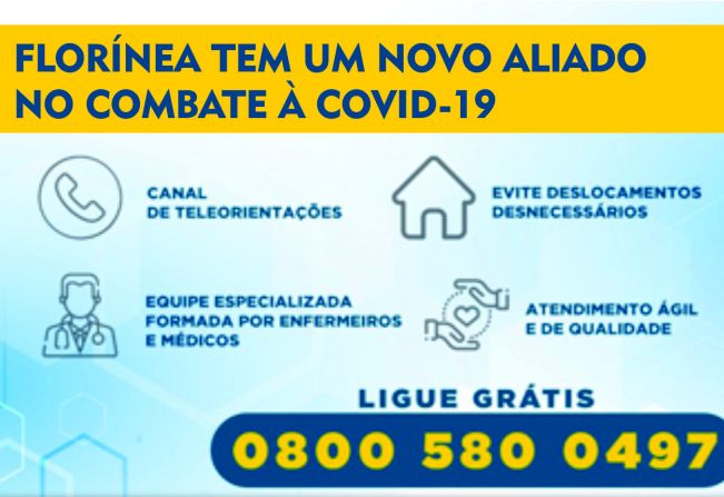 FLORÍNEA CONTA COM 0800 PARA DÚVIDAS DO COVID-19