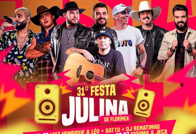 FLORÍNEA DIVULGA PROGRAMAÇÃO DA 31ª FESTA JULINA